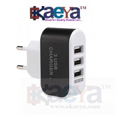 OkaeYa- 3 Ports USB Universal Travel Wall Charging Adapter For All Android/Iphone Devices (Black, Color May Vary)